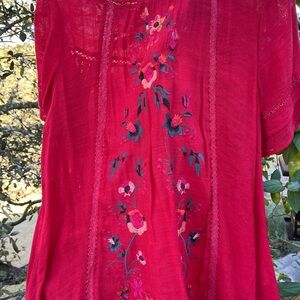 Embroidered Red Umgee Ladies Top